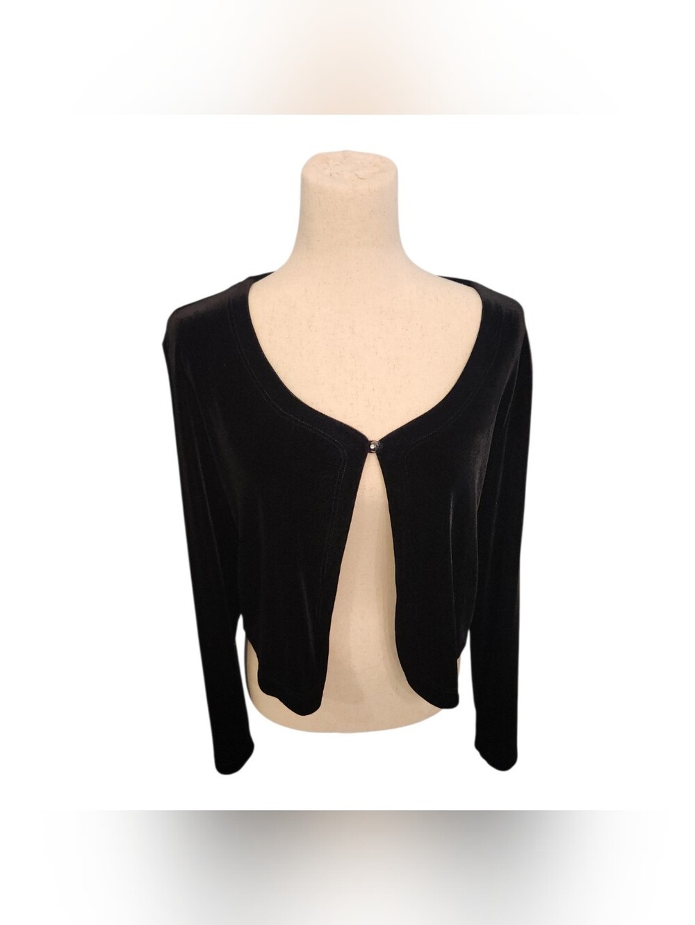 Vintage Y2K Black Velvet Cropped Shrug Bolero Cardigan Medium Witchy Whimsigoth
